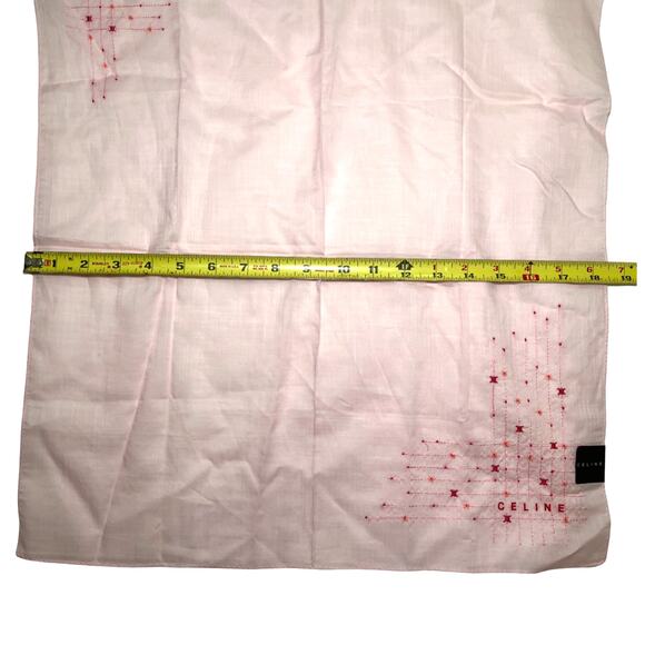 Celine Pink Embroidered Cotton Handkerchief Scarf 100% Cotton Japan 19" - Picture 6 of 8